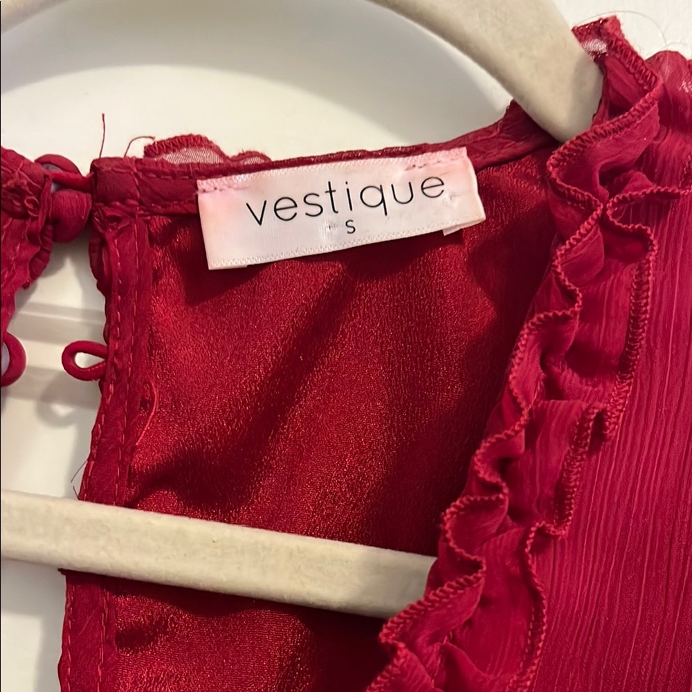 Red Ruffle Cocktail Dress - Picture 2 of 4